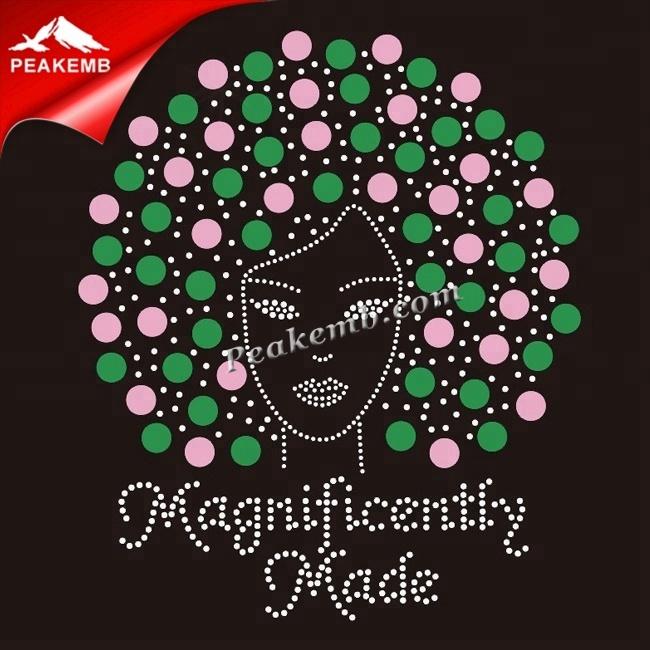 wholesale Custom Motif Afro Girl Crystal Design Hot fix Transfer 3 wholesale Custom Motif Afro Girl Crystal Design Hot fix Transfer