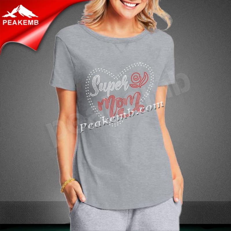 wholesale Iron on Rhinestone Design Super Mom Heat Transfer For T-shirt 3 wholesale Iron on Rhinestone Design Super Mom Heat Transfer For T-shirt