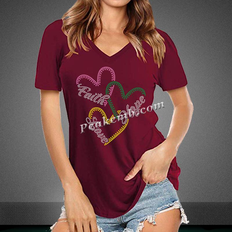 wholesale Ready to ship Faith Love Hope Heart Rhinestone Tshirt Transfers 3 wholesale Ready to ship Faith Love Hope Heart Rhinestone Tshirt Transfers