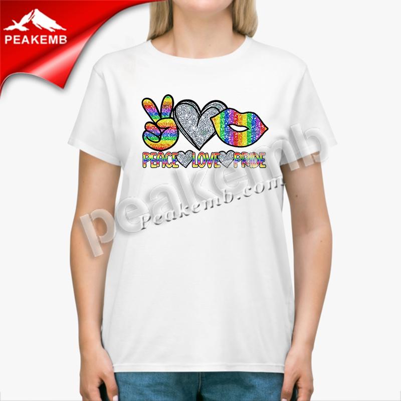 wholesale Printing Glitter Vinyl Peace Love Pride Iron On Heat Transfer Sticker For Tees 4 wholesale Printing Glitter Vinyl Peace Love Pride Iron On Heat Transfer Sticker For Tees - Image 2
