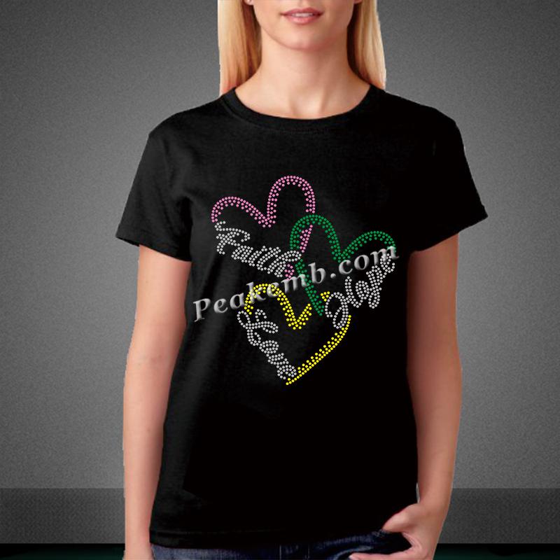 wholesale Ready to ship Faith Love Hope Heart Rhinestone Tshirt Transfers 5 wholesale Ready to ship Faith Love Hope Heart Rhinestone Tshirt Transfers - Image 3