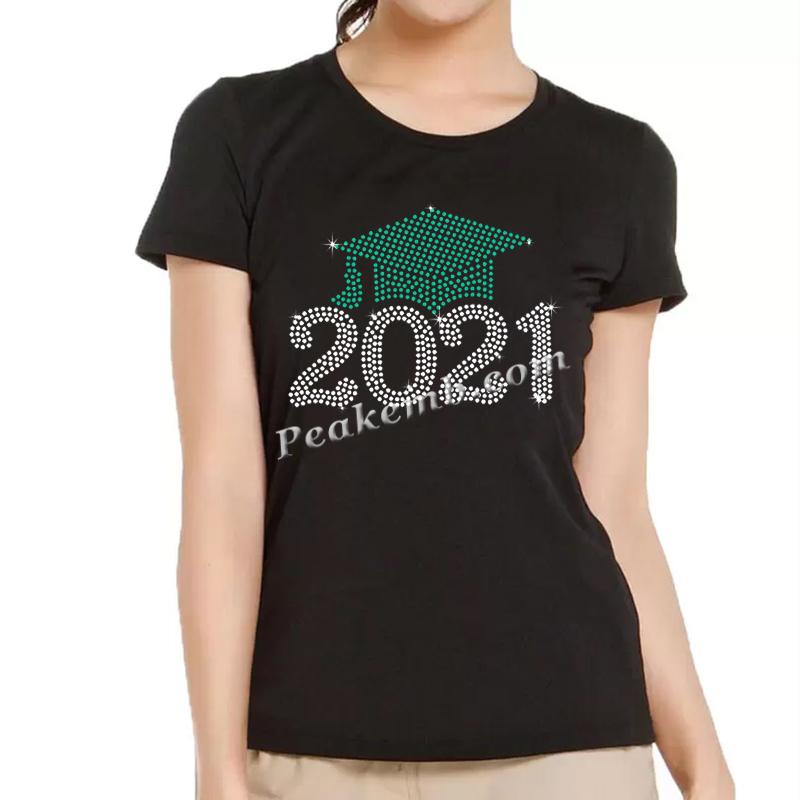 wholesale Big Stones Graduate 2021 Rhinestone Transfers For School T shirts 5 wholesale Big Stones Graduate 2021 Rhinestone Transfers For School T shirts - Image 3