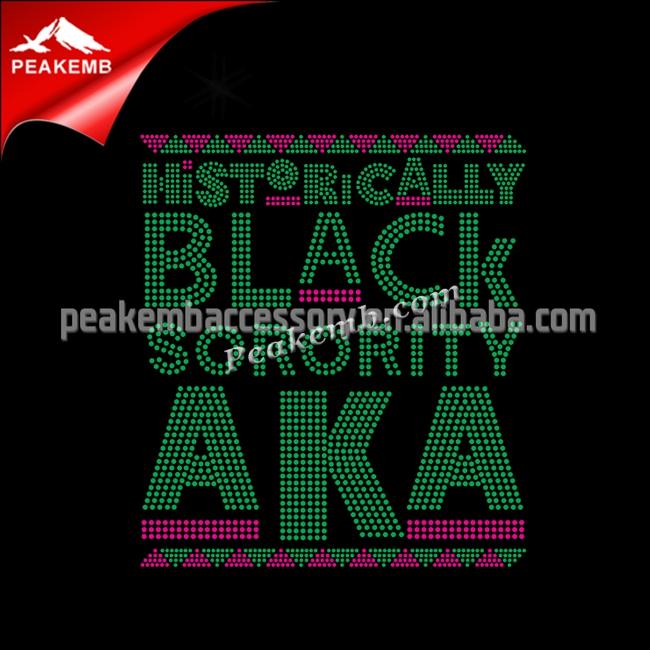 wholesale New Black Sorority AKA Iron On Rhinestone Transfer for T shirts 3 wholesale New Black Sorority AKA Iron On Rhinestone Transfer for T shirts