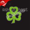 wholesale iron on St. Patrick Day Glitter transfers custom heat press Irish Hearts rhinestone designs 2 iron on St Patrick Day Glitter