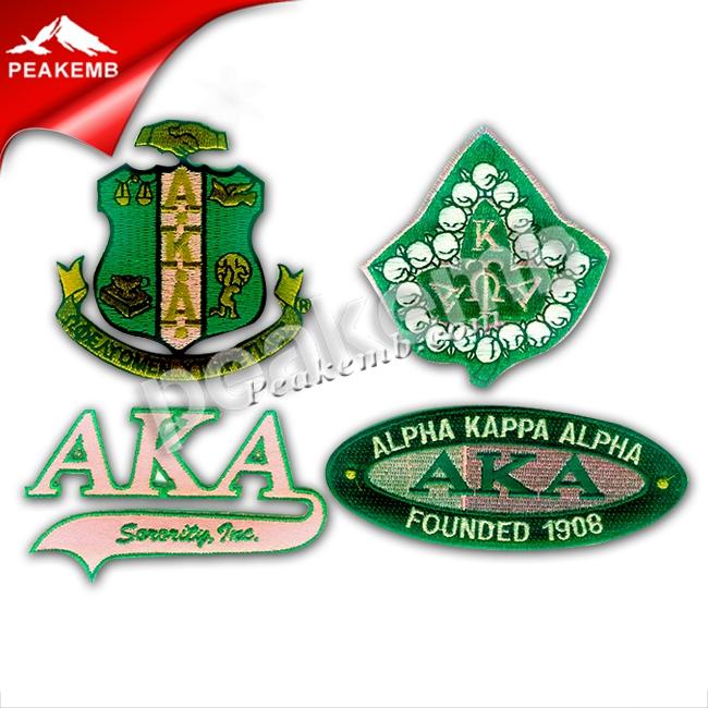 wholesale custom AKA 1908 3D embroidered logo badge Iron on for Garments 3 wholesale custom AKA 1908 3D embroidered logo badge Iron on for Garments