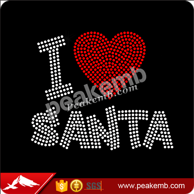 wholesale Bling I Love Santa hotfix rhinestones In china 3 wholesale Bling I Love Santa hotfix rhinestones In china