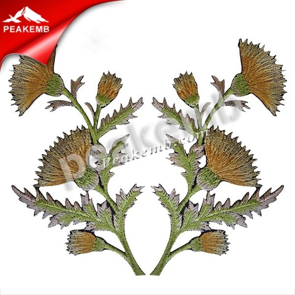 wholesale Custom New Patches Pair of Gold Thistle Flower Applique Iron on or Sew On Embroidered Patch Badge Flowers 5 wholesale Custom New Patches Pair of Gold Thistle Flower Applique Iron on or Sew On Embroidered Patch Badge Flowers - Image 3