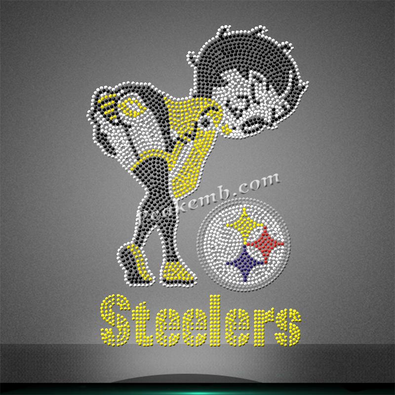 wholesale steelers girl glance back w/ smile design nfl rhinestone iron on Transfer 8 wholesale steelers girl glance back w/ smile design nfl rhinestone iron on Transfer - Image 6