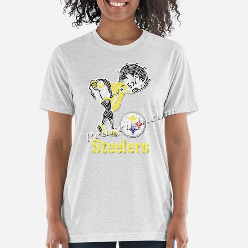 wholesale steelers girl glance back w/ smile design nfl rhinestone iron on Transfer 7 wholesale steelers girl glance back w/ smile design nfl rhinestone iron on Transfer - Image 5