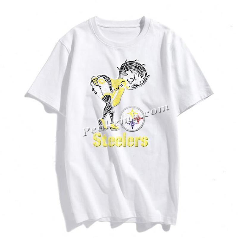 wholesale steelers girl glance back w/ smile design nfl rhinestone iron on Transfer 6 wholesale steelers girl glance back w/ smile design nfl rhinestone iron on Transfer - Image 4