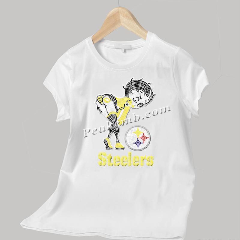 wholesale steelers girl glance back w/ smile design nfl rhinestone iron on Transfer 5 wholesale steelers girl glance back w/ smile design nfl rhinestone iron on Transfer - Image 3
