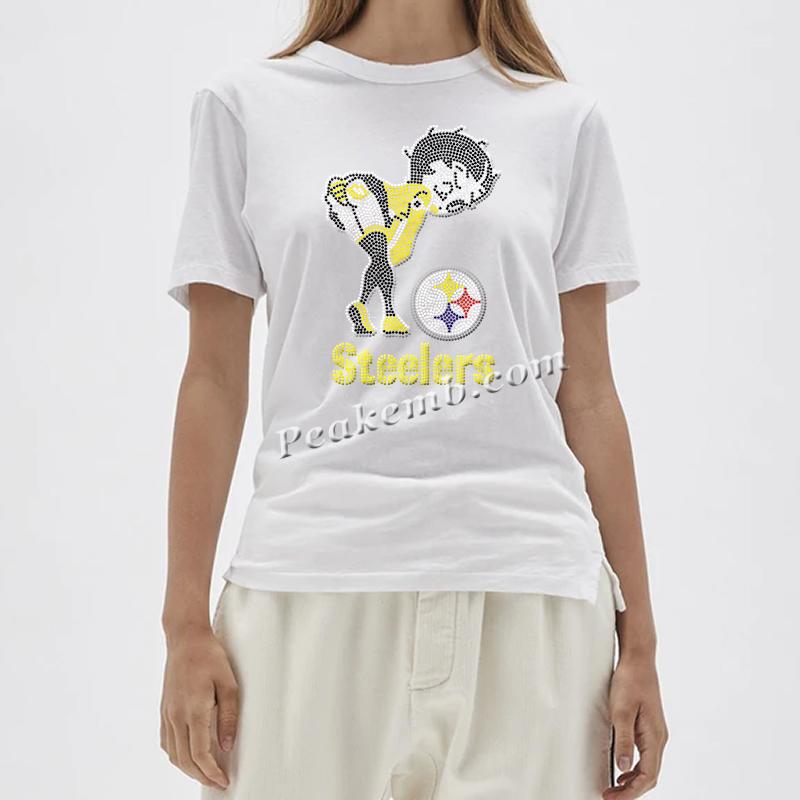 wholesale steelers girl glance back w/ smile design nfl rhinestone iron on Transfer 4 wholesale steelers girl glance back w/ smile design nfl rhinestone iron on Transfer - Image 2