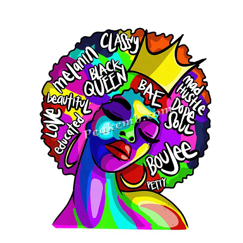 wholesale Colorful Afro girl w/ crown heat Transfer vinyl design fit for tshirt hat bag etc. 8 wholesale Colorful Afro girl w/ crown heat Transfer vinyl design fit for tshirt hat bag etc. - Image 6