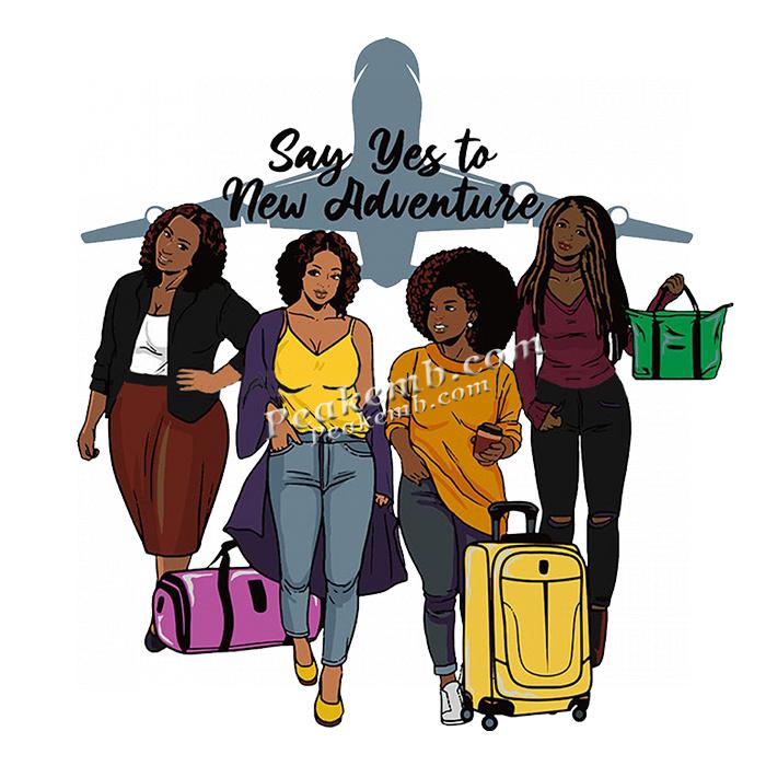 wholesale Trending fashion t shirt design say yes to new adventure afro girl catch flight iron on heat transfer sticker 5 wholesale Trending fashion t shirt design say yes to new adventure afro girl catch flight iron on heat transfer sticker - Image 3
