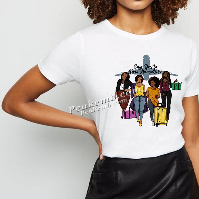 wholesale Trending fashion t shirt design say yes to new adventure afro girl catch flight iron on heat transfer sticker 4 wholesale Trending fashion t shirt design say yes to new adventure afro girl catch flight iron on heat transfer sticker - Image 2