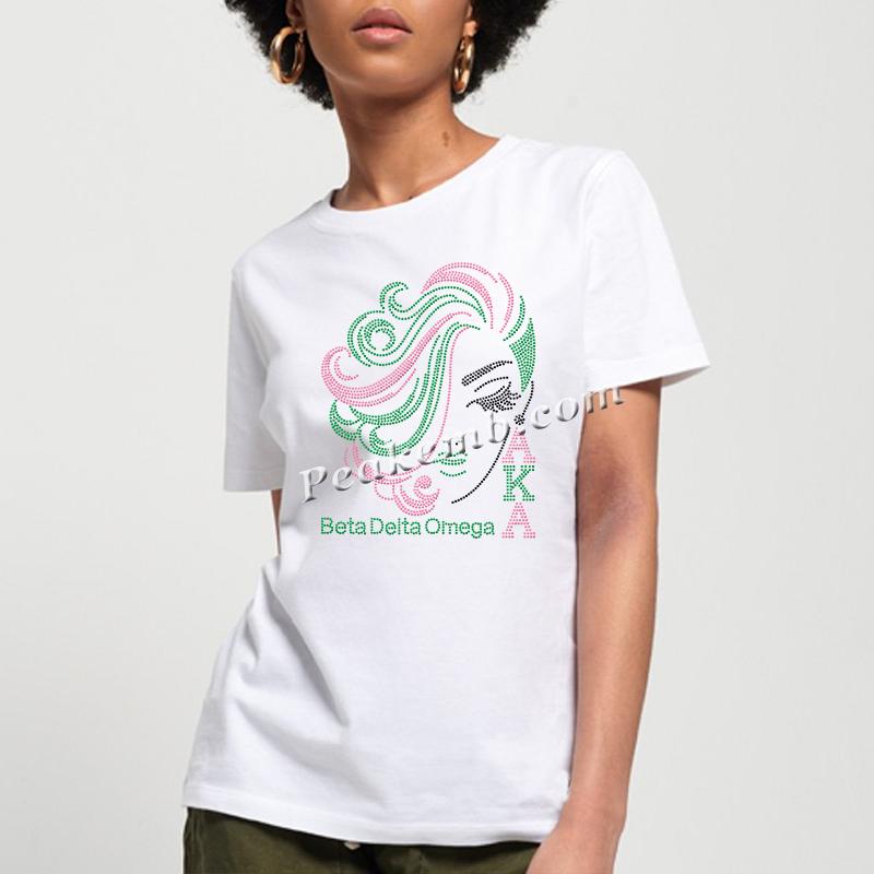 wholesale Afro girl BETA DELTA OMEGA design rhinestone iron on transers for tshirt hat etc. 6 wholesale Afro girl BETA DELTA OMEGA design rhinestone iron on transers for tshirt hat etc. - Image 4