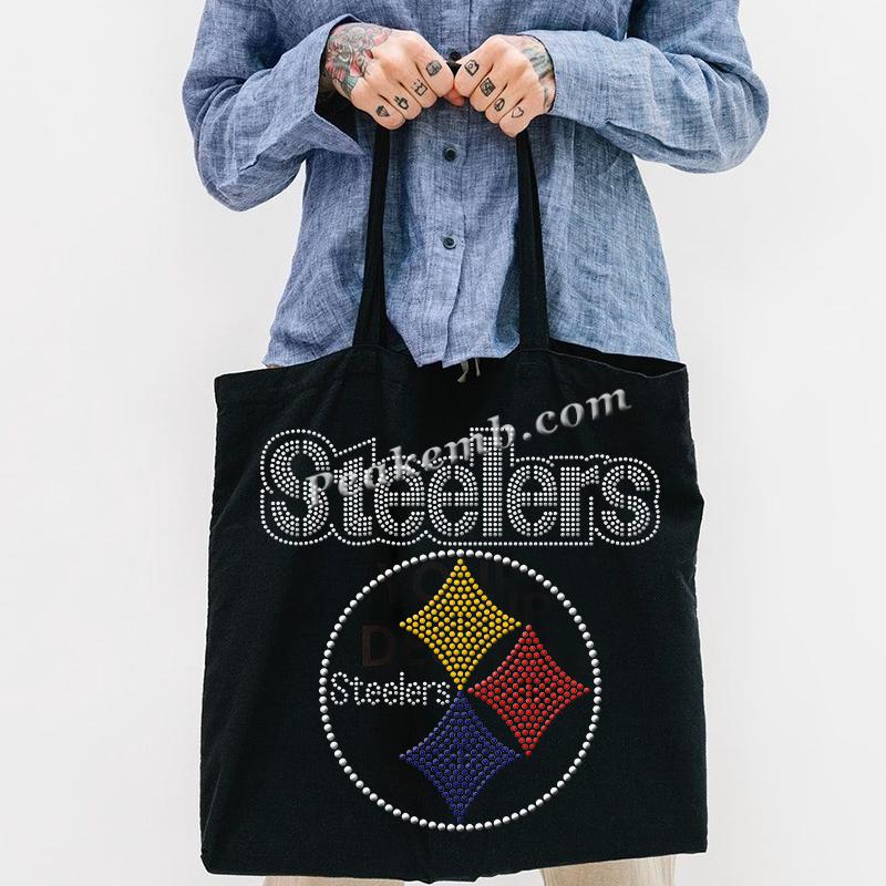 wholesale steelers w/ logo rhinestone iron on transers for tshirt hat etc. 3 wholesale steelers w/ logo rhinestone iron on transers for tshirt hat etc.