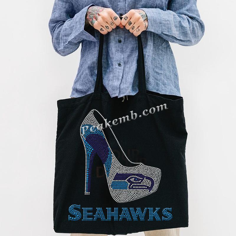 wholesale high heel w/ seahawks rhinestone iron on transers for tshirt hat etc. 3 wholesale high heel w/ seahawks rhinestone iron on transers for tshirt hat etc.