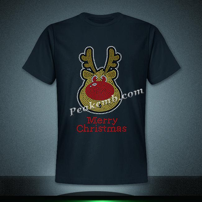 wholesale merry christmas w/ elk logo rhinestone iron on transfers for tshirt etc. 5 wholesale merry christmas w/ elk logo rhinestone iron on transfers for tshirt etc. - Image 3