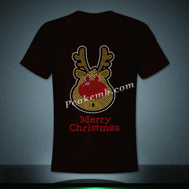 wholesale merry christmas w/ elk logo rhinestone iron on transfers for tshirt etc. 4 wholesale merry christmas w/ elk logo rhinestone iron on transfers for tshirt etc. - Image 2