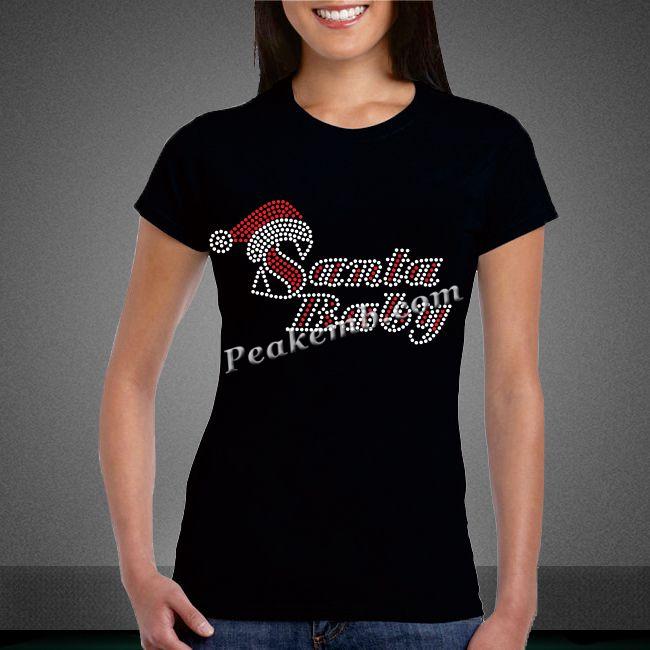 SANTA baby christmas rhinestone iron on transfers for tshirt etc. 4 SANTA baby christmas rhinestone iron on transfers for tshirt etc. - Image 2