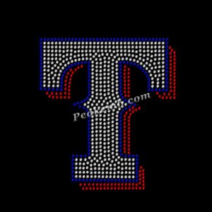 alphabet T design iron on rhineston …