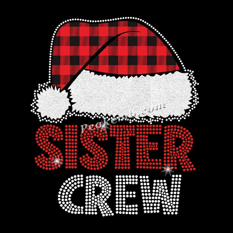 SISTER CREW rhinestone letters w/ christams hat design iron on transfers 8 SISTER CREW rhinestone letters w/ christams hat design iron on transfers - Image 6