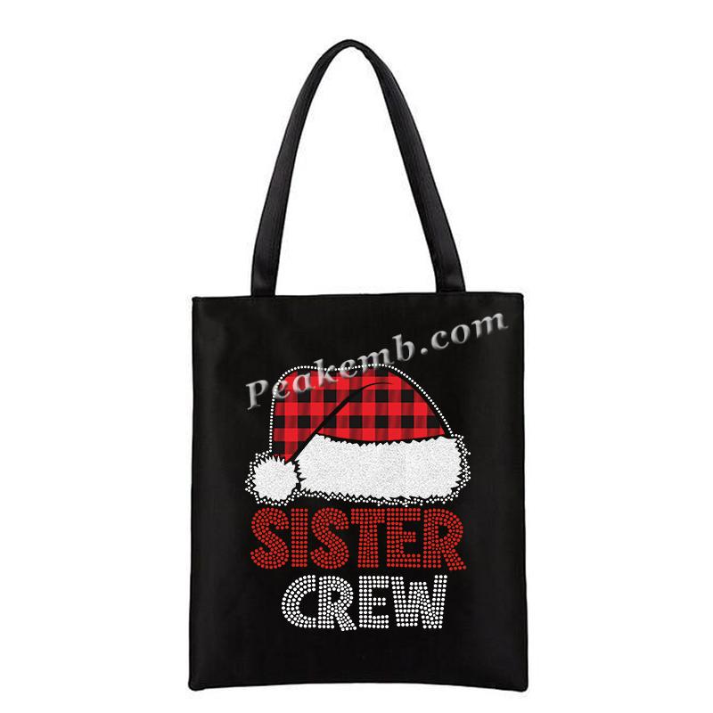 SISTER CREW rhinestone letters w/ christams hat design iron on transfers 6 SISTER CREW rhinestone letters w/ christams hat design iron on transfers - Image 4