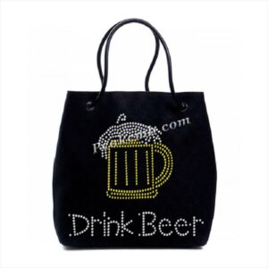 drink beer letters w/ wine glass iron on rhin …