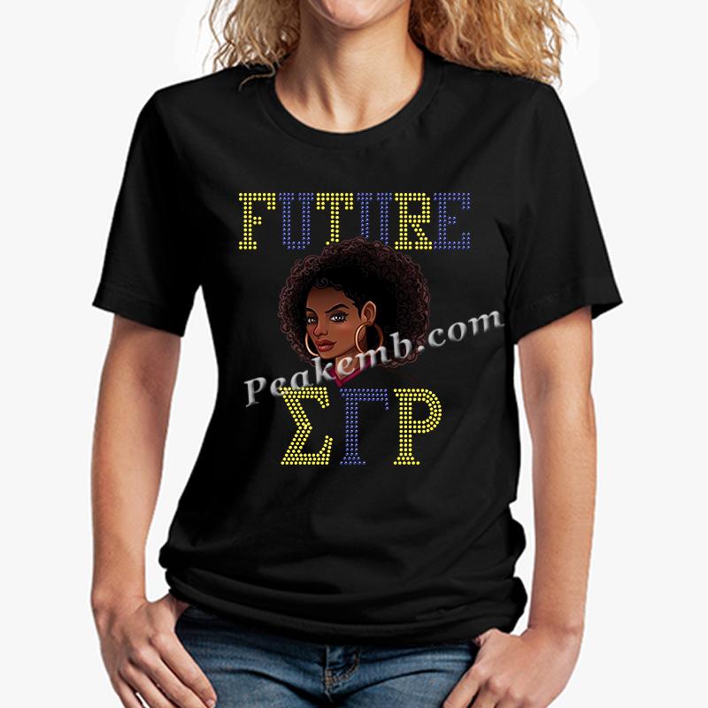 FUTURE Sigma Gamma Rho (??????) letters w/ afro girl design rhinestone iron on transfer 6 FUTURE Sigma Gamma Rho (??????) letters w/ afro girl design rhinestone iron on transfer - Image 4