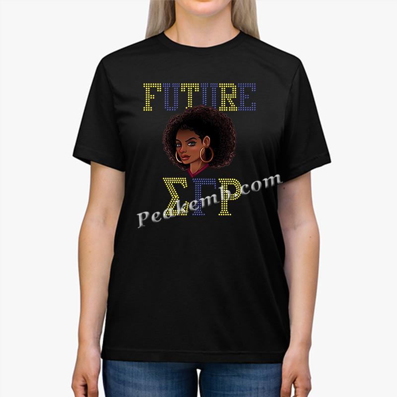 FUTURE Sigma Gamma Rho (??????) letters w/ afro girl design rhinestone iron on transfer 5 FUTURE Sigma Gamma Rho (??????) letters w/ afro girl design rhinestone iron on transfer - Image 3