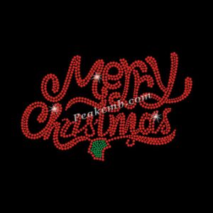 red merry christmas letters rhinest …