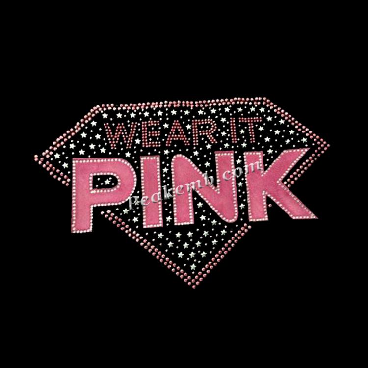 wholesale rhinestone wear it pink letters w/ image iron on transfer 7 wholesale rhinestone wear it pink letters w/ image iron on transfer - Image 5