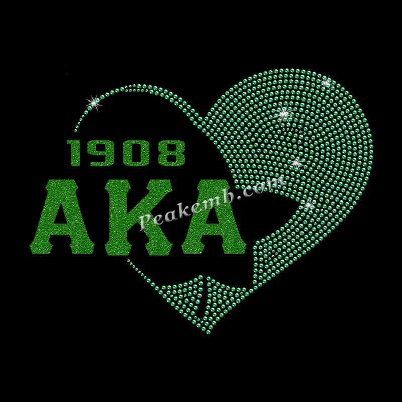 vinyl 1908 Alpha Kappa Alpha (??????) letters w/ rhinestone heart design iron on transfer 8 vinyl 1908 Alpha Kappa Alpha (??????) letters w/ rhinestone heart design iron on transfer - Image 6