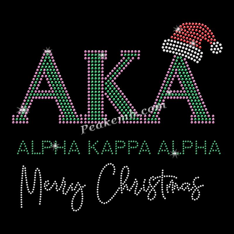Alpha Kappa Alpha (??????) merry christmas rhinestone letters w/ hat iron on transfers 8 Alpha Kappa Alpha (??????) merry christmas rhinestone letters w/ hat iron on transfers - Image 6