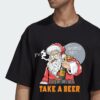 smoking santa carring a bag w/ take a beer letters iron on heat transfer 1 496
