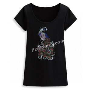 Peacock design iron on rhinestone t &hellip;