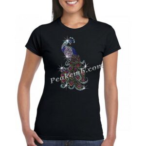 Peacock design iron on rhinestone t &hellip;