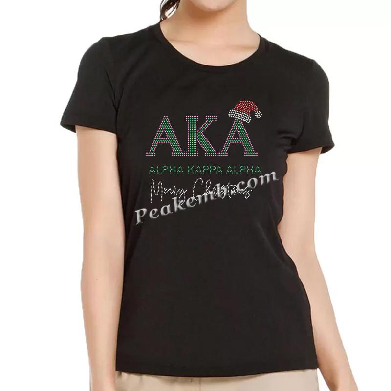 Alpha Kappa Alpha (??????) merry christmas rhinestone letters w/ hat iron on transfers 4 Alpha Kappa Alpha (??????) merry christmas rhinestone letters w/ hat iron on transfers - Image 2
