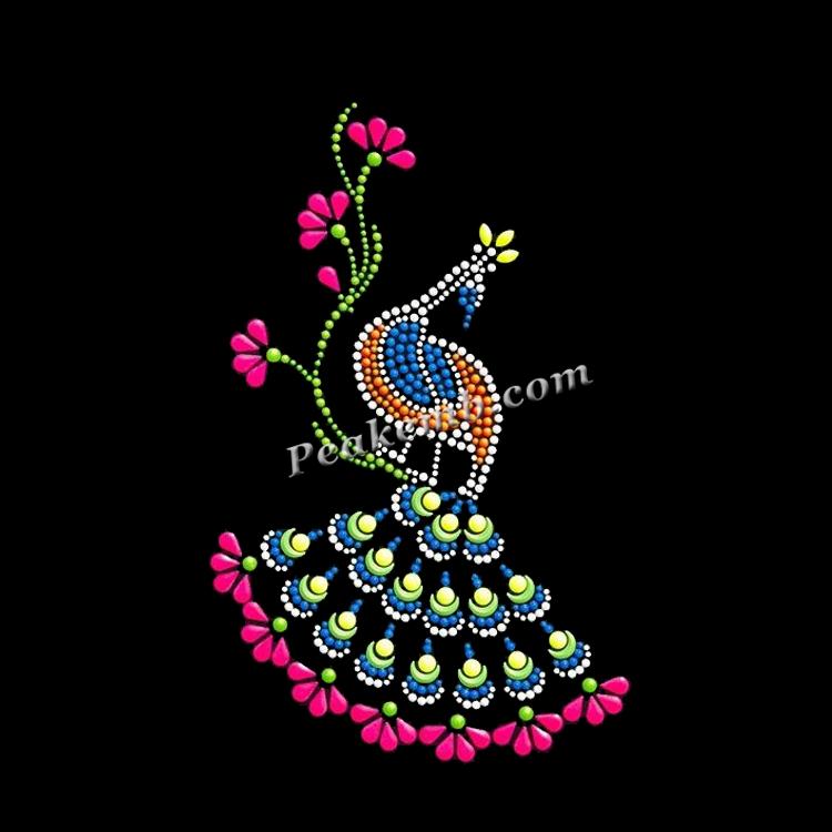 wholesale Peacock & flower iron on rhinestone transfer 7 wholesale Peacock & flower iron on rhinestone transfer - Image 5