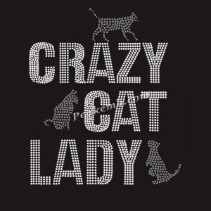 CRAZY CAT LADY letters iron on rhin …