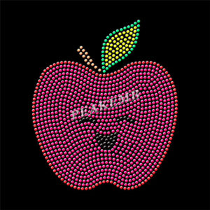 smile apple design iron on rhinesto …