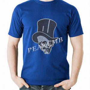 skull w/ hat iron on rhinestone tra &hellip;