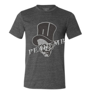 skull w/ hat iron on rhinestone tra &hellip;