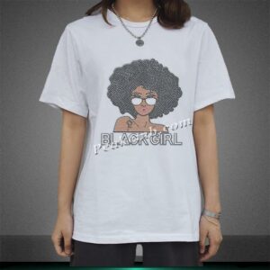 afro girl iron on screen print tran &hellip;