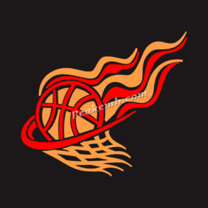 flame basketball iron on heat trans …