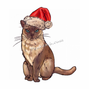 cat wearing christmas hat iron on h &hellip;