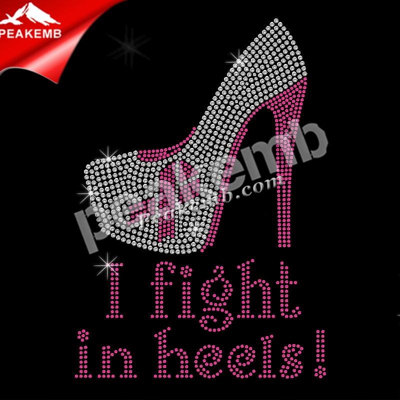 wholesale Custom i fight in heels breast cancer iron on bling transfers 5 wholesale Custom i fight in heels breast cancer iron on bling transfers - Image 3