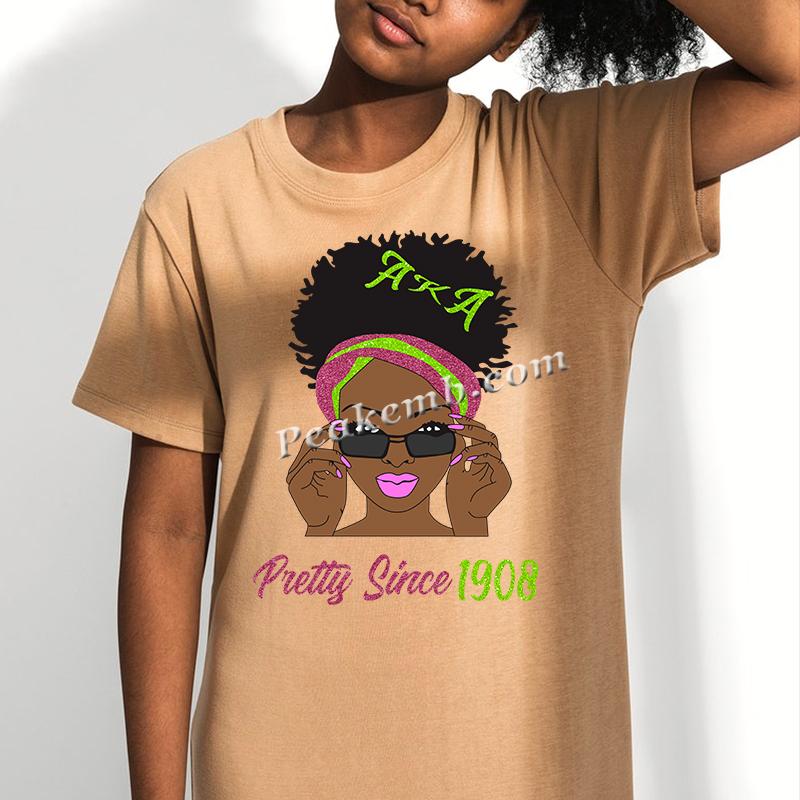 wholesale Hotfix Iron on Pretty Since 1908 AKA Afro Girl Printed Vinyl Heat Transfers 4 wholesale Hotfix Iron on Pretty Since 1908 AKA Afro Girl Printed Vinyl Heat Transfers - Image 2