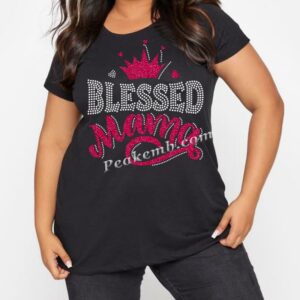 Blessed Mama Rhinestone Iron on Gli &hellip;